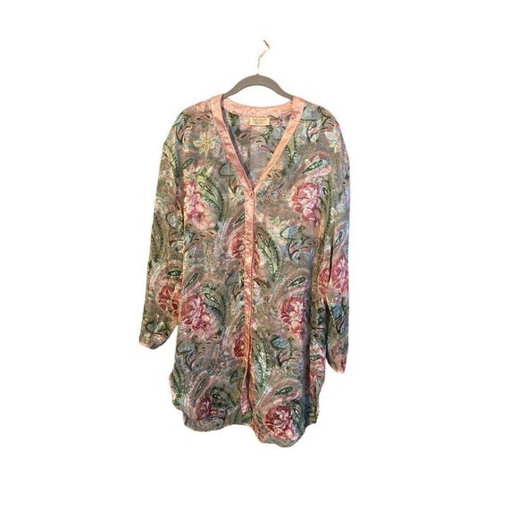Victoria’s Secret vintage gold label floral night shirt/nightgown M/L adding top - Picture 1 of 9